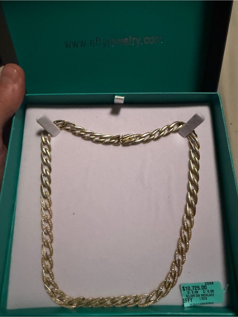 Effy Yellow Gold Curb Link Necklace with Diamonds